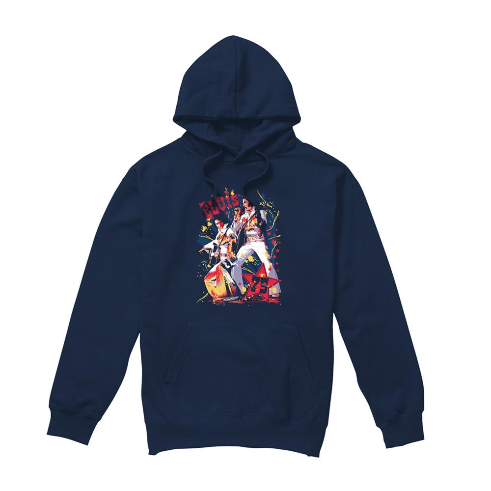 Navy - Front - Elvis Presley Unisex Adult Eagle Elvis Hoodie