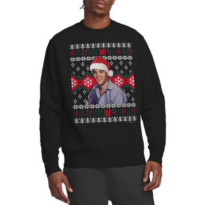 Black - Side - Elvis Presley Unisex Adult Ugly Christmas Sweatshirt