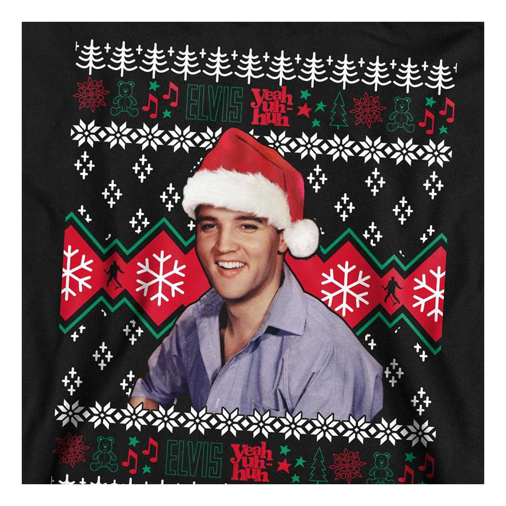 Black - Close up - Elvis Presley Unisex Adult Ugly Christmas Sweatshirt