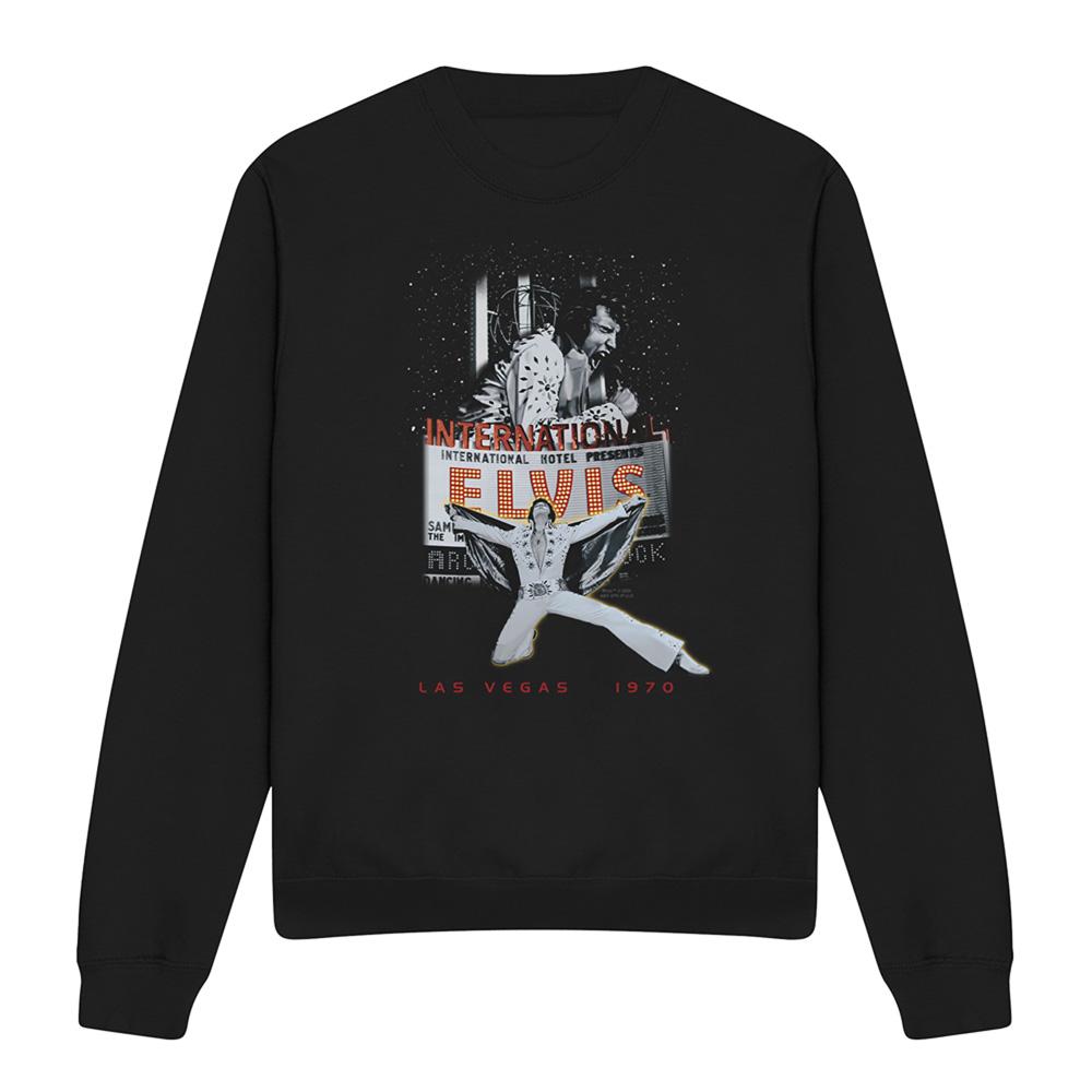 Black - Front - Elvis Presley Unisex Adult Las Vegas Sweatshirt