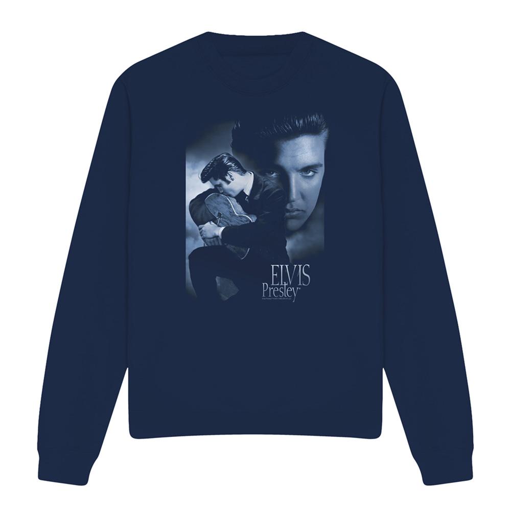 Navy - Front - Elvis Presley Unisex Adult Reverent Sweatshirt