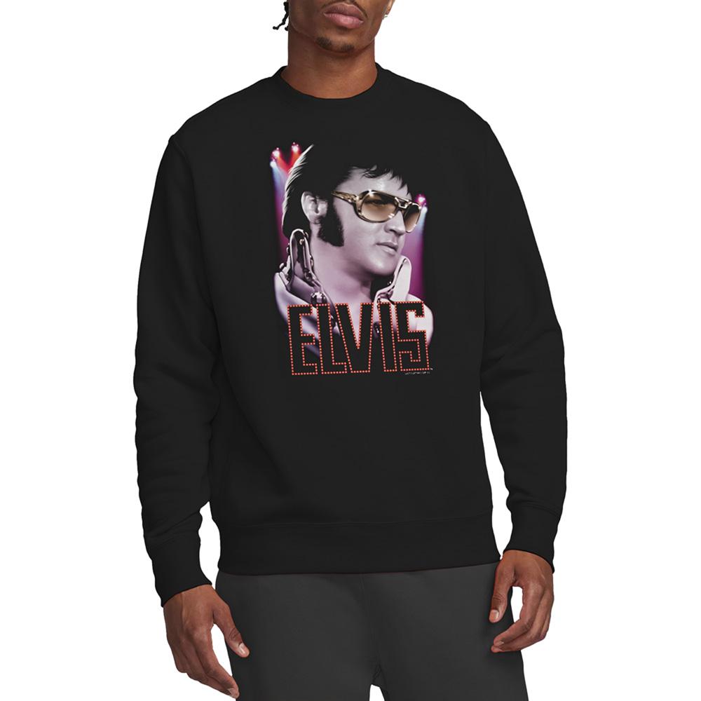 Black - Side - Elvis Presley Unisex Adult 70S Star Sweatshirt