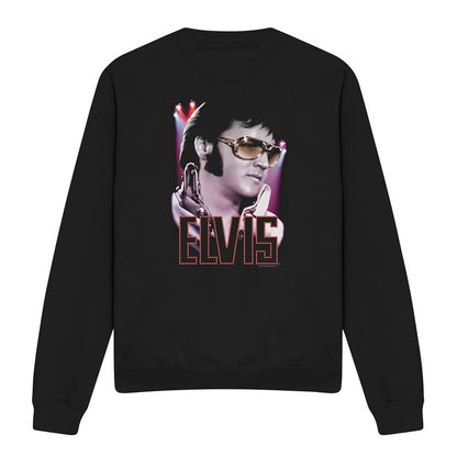 Black - Front - Elvis Presley Unisex Adult 70S Star Sweatshirt