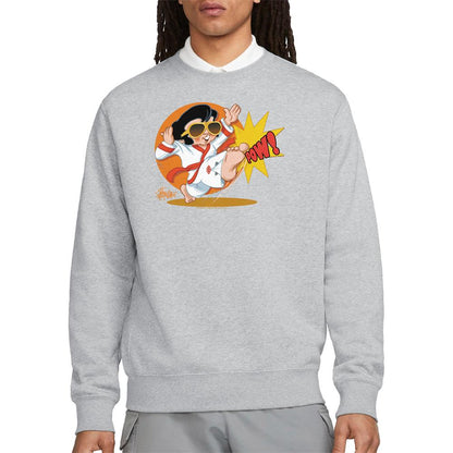 Athletic Heather - Side - Elvis Unisex Adult Karate King Sweatshirt