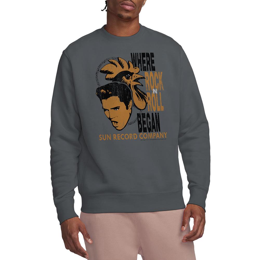 Charcoal - Side - Elvis Presley Unisex Adult Rooster Sun Records Sweatshirt