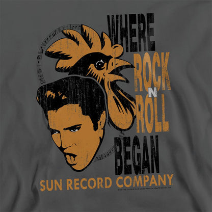 Charcoal - Pack Shot - Elvis Presley Unisex Adult Rooster Sun Records Sweatshirt
