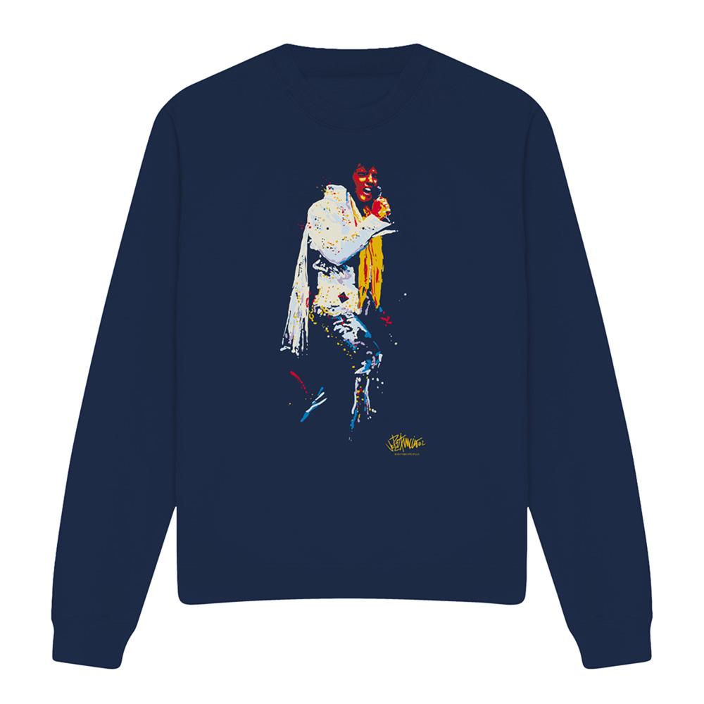 Navy - Front - Elvis Unisex Adult Yellow Scarf Sweatshirt
