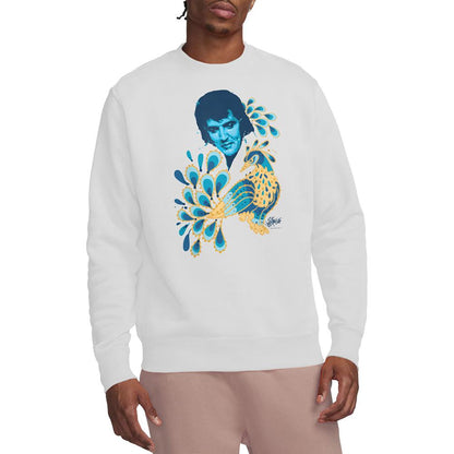 White - Side - Elvis Unisex Adult Peacock Sweatshirt