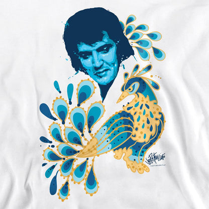 White - Pack Shot - Elvis Unisex Adult Peacock Sweatshirt
