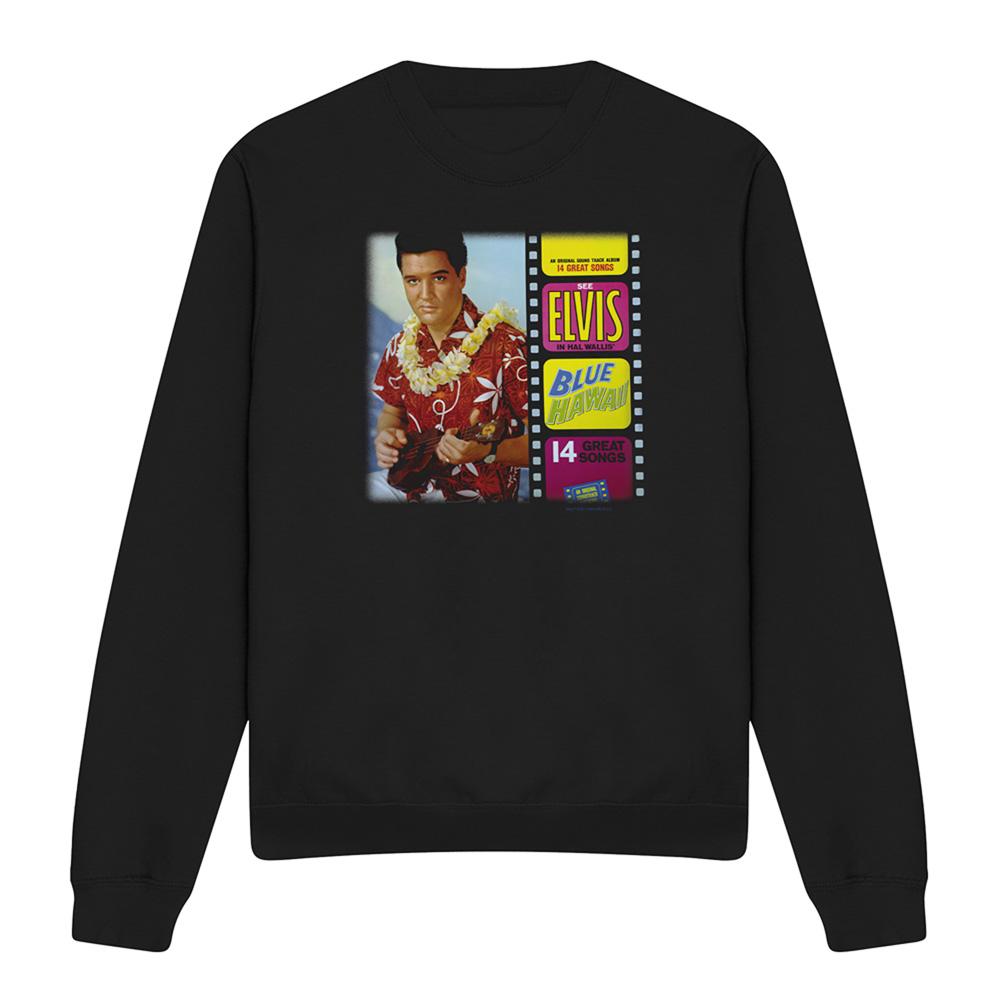 Black - Front - Elvis Unisex Adult Blue Hawaii Album Sweatshirt