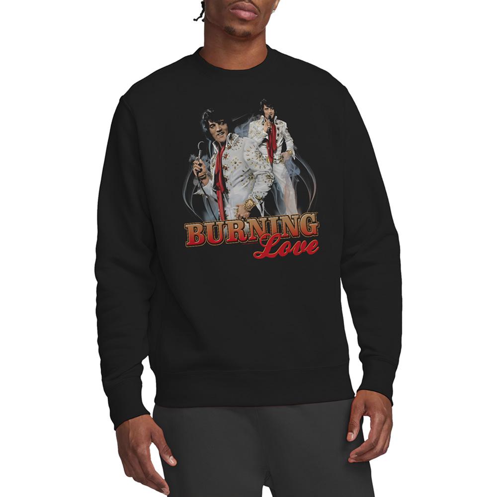 Black - Side - Elvis Unisex Adult Burning Love Sweatshirt