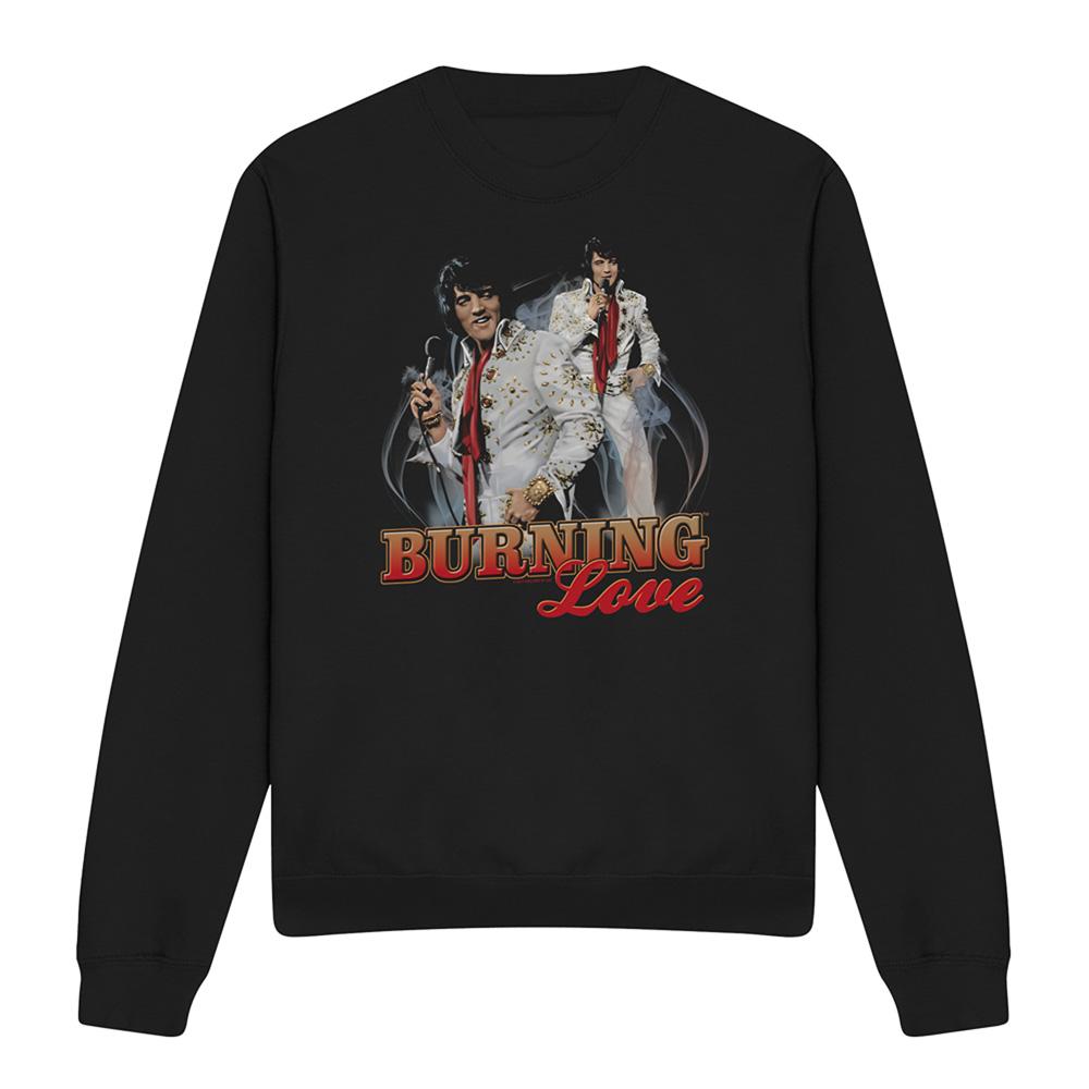 Black - Front - Elvis Unisex Adult Burning Love Sweatshirt