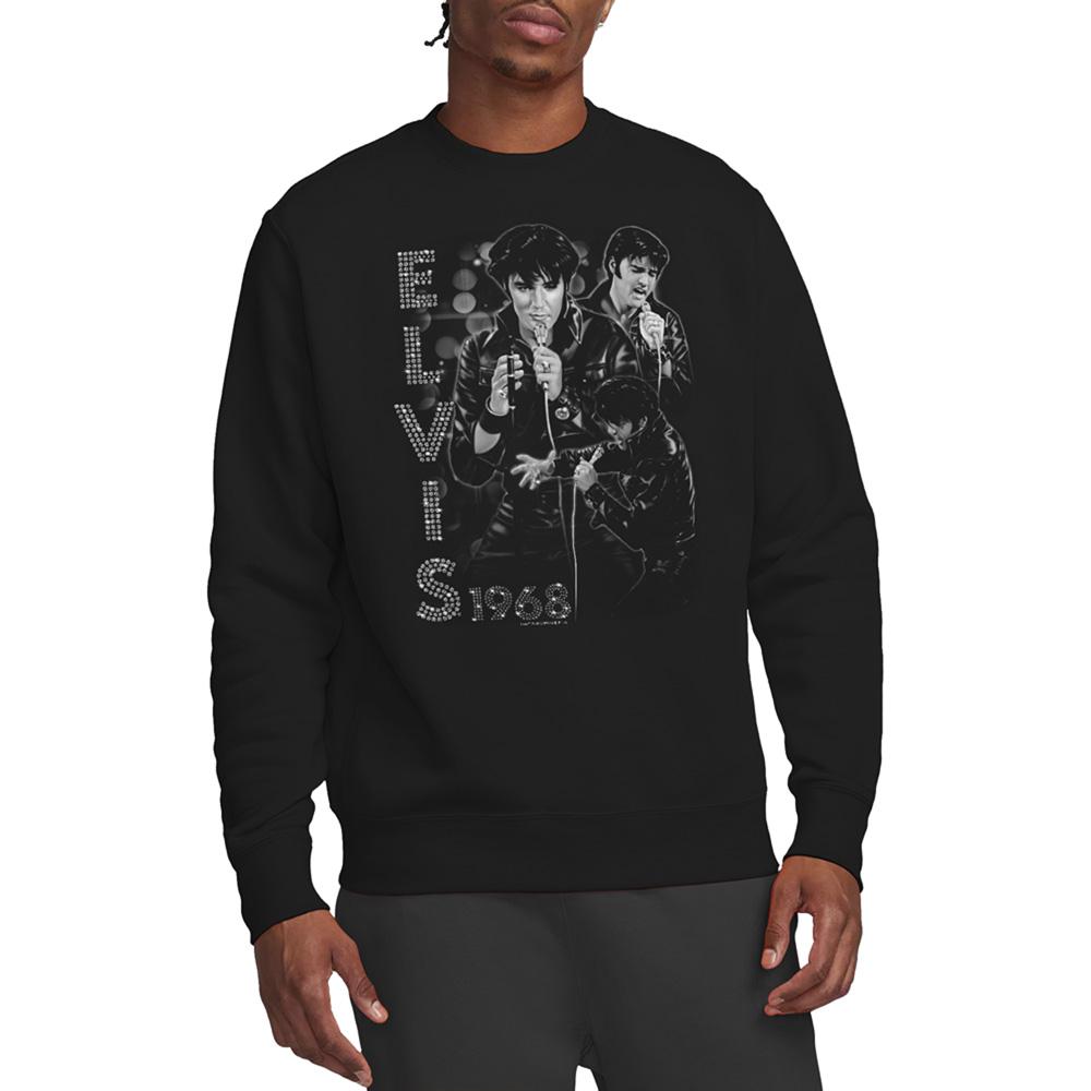 Black - Side - Elvis Unisex Adult Leathered Sweatshirt