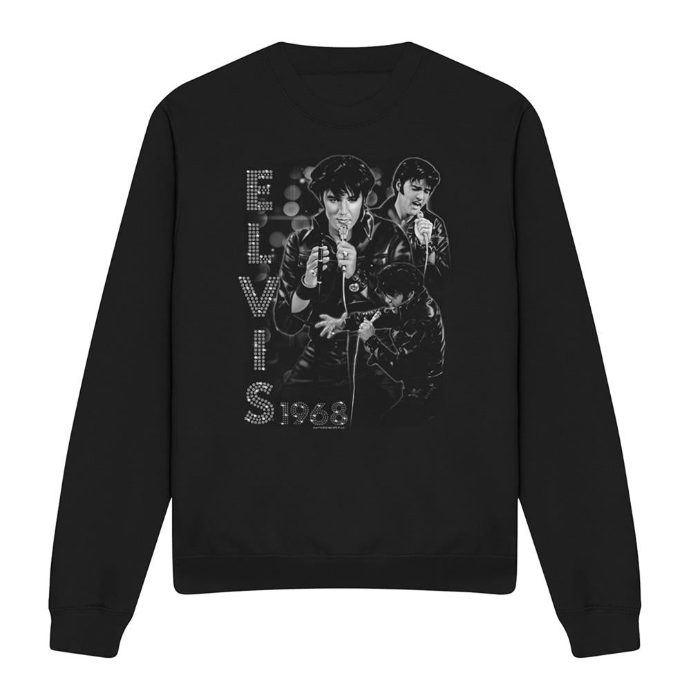 Black - Front - Elvis Unisex Adult Leathered Sweatshirt
