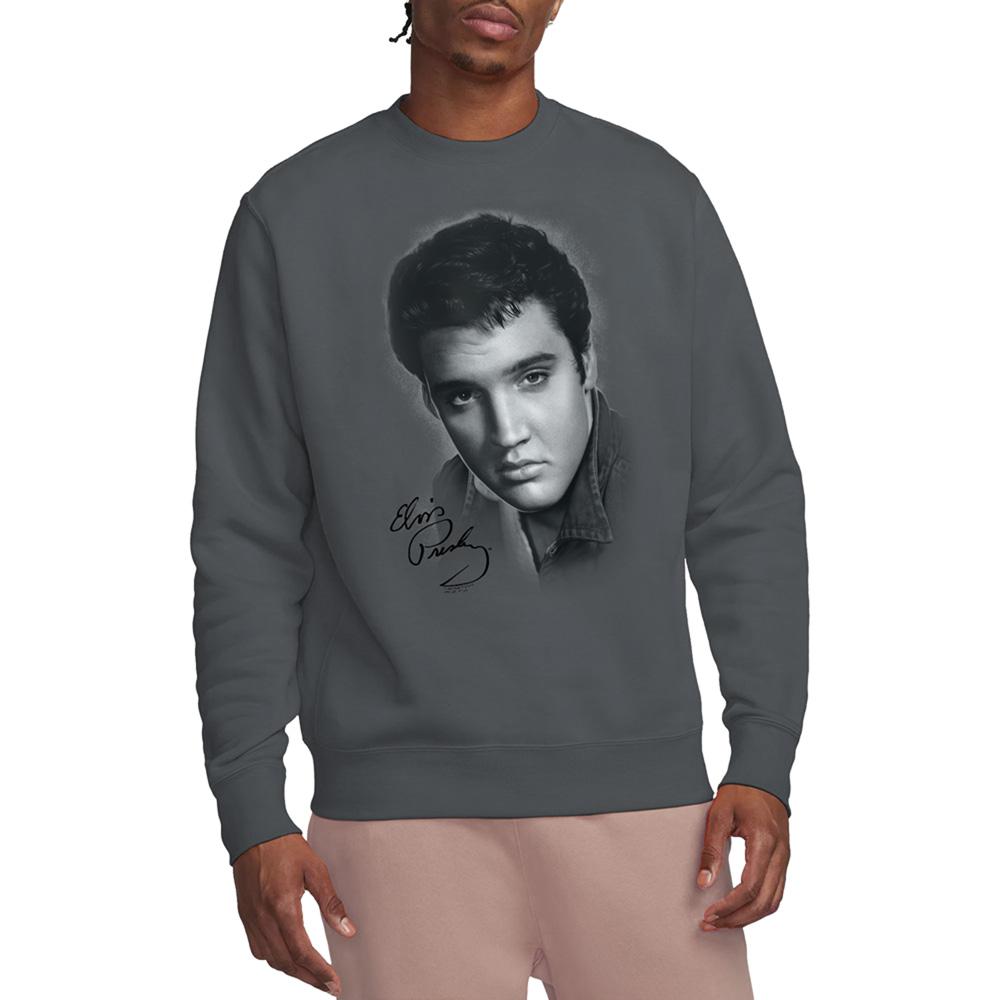 Charcoal - Side - Elvis Unisex Adult Portrait Sweatshirt
