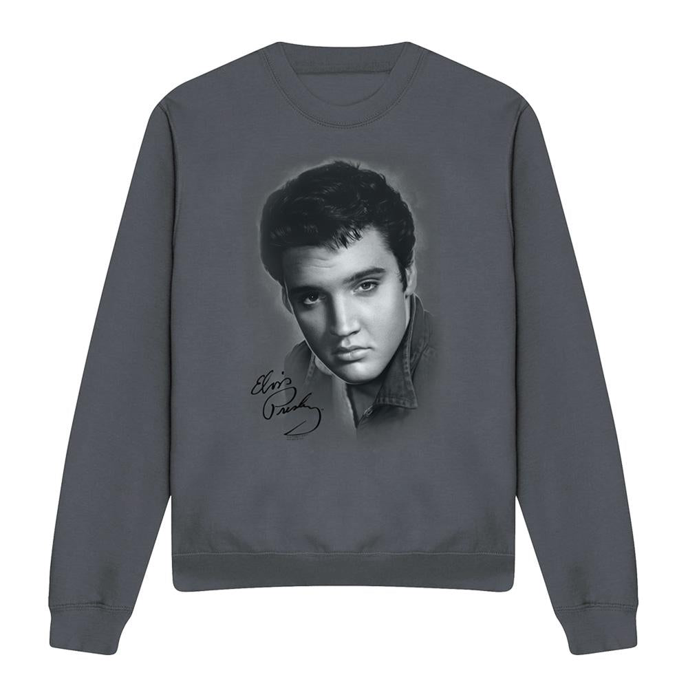 Charcoal - Front - Elvis Unisex Adult Portrait Sweatshirt