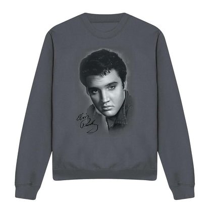 Charcoal - Front - Elvis Unisex Adult Portrait Sweatshirt
