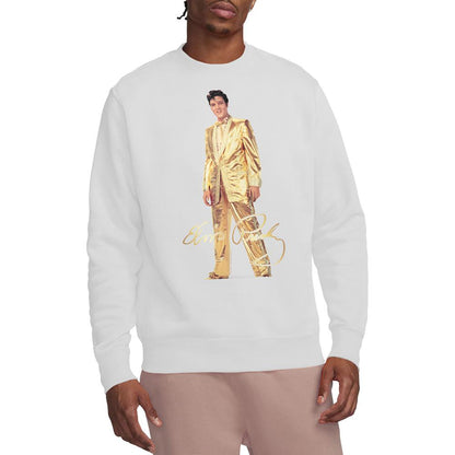 White - Side - Elvis Unisex Adult Gold Lame Suit Sweatshirt