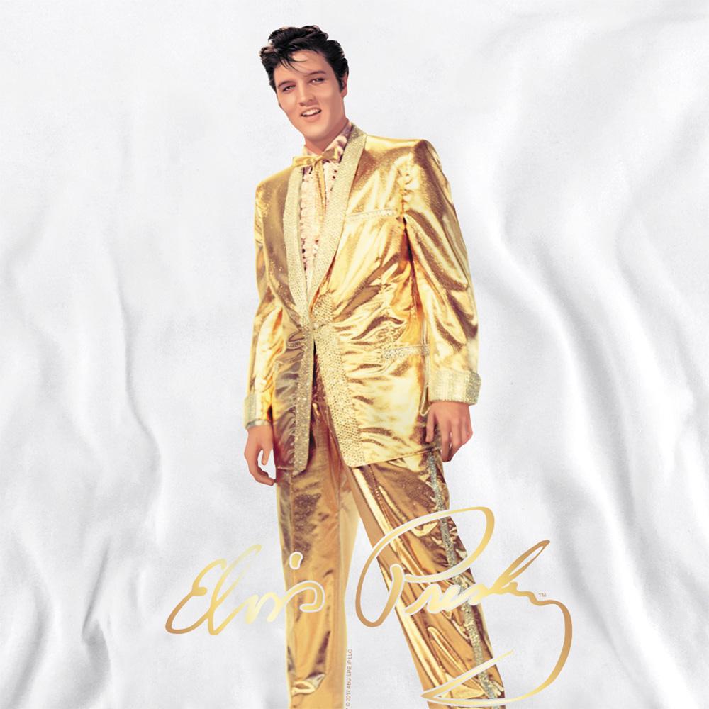 White - Pack Shot - Elvis Unisex Adult Gold Lame Suit Sweatshirt