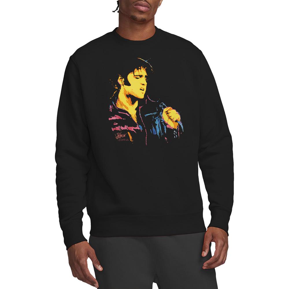 Black - Side - Elvis Presley Unisex Adult Neon Sweatshirt
