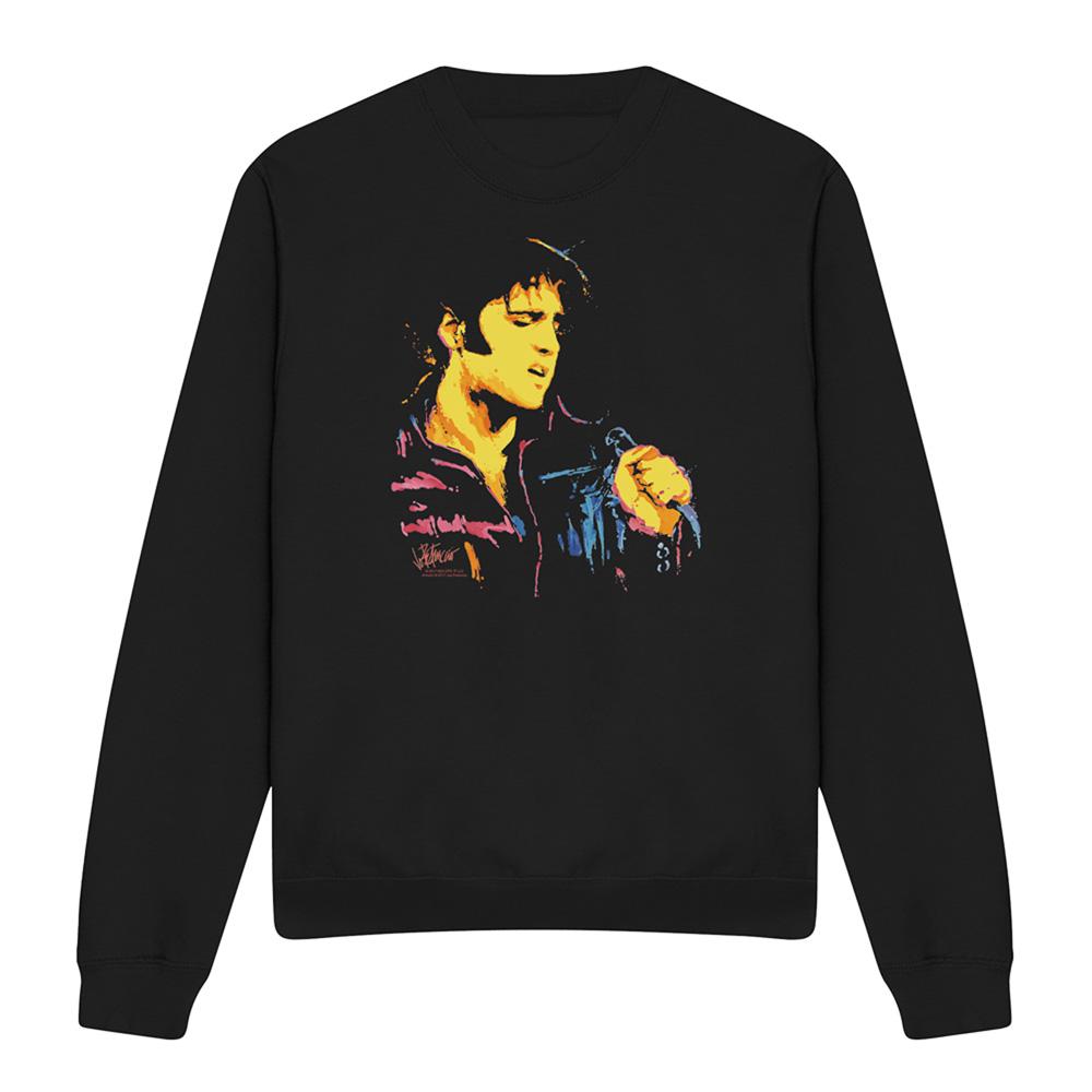 Black - Front - Elvis Presley Unisex Adult Neon Sweatshirt