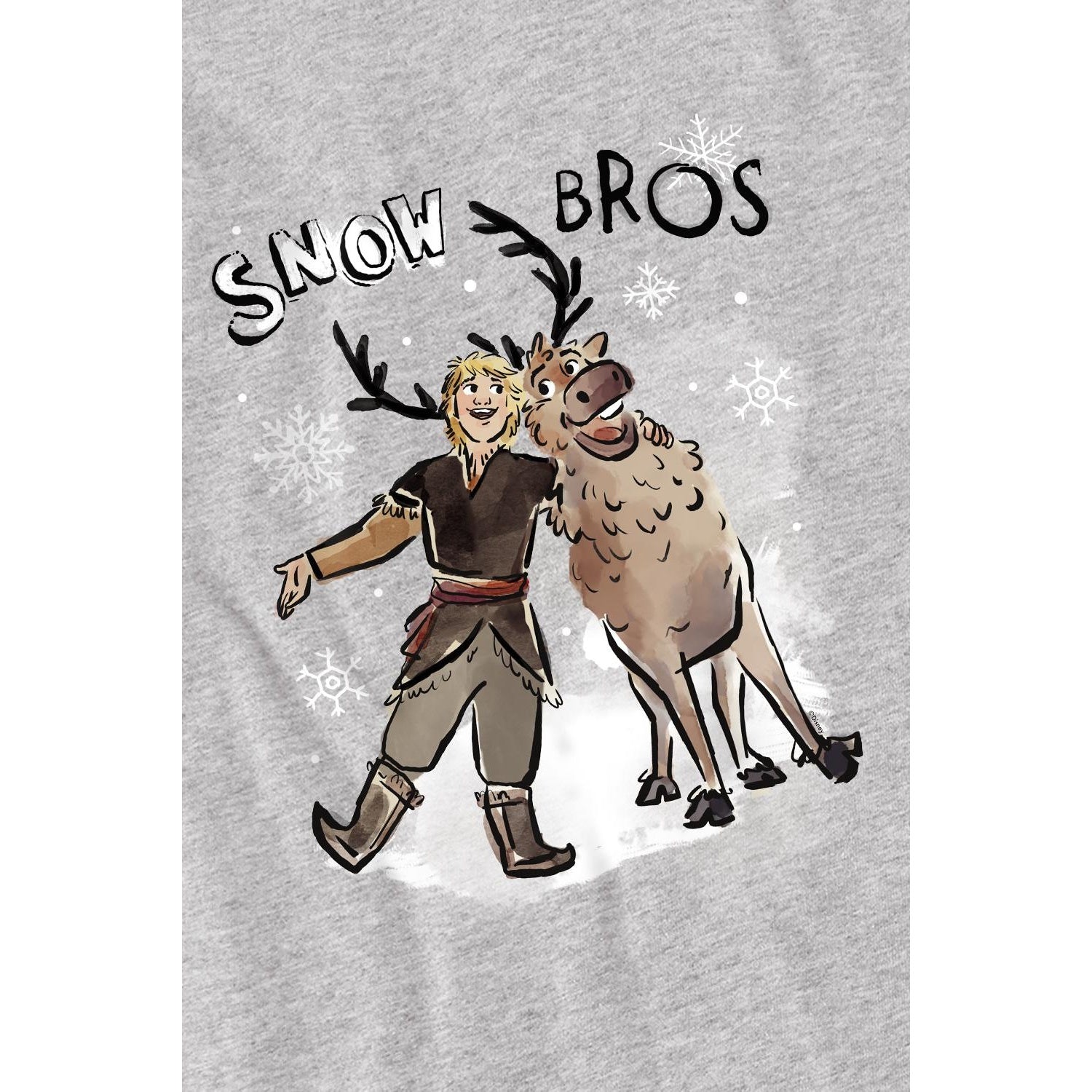 Sport Heather - Side - Frozen Childrens-Kids Snow Bros Kristoff Sven T-Shirt