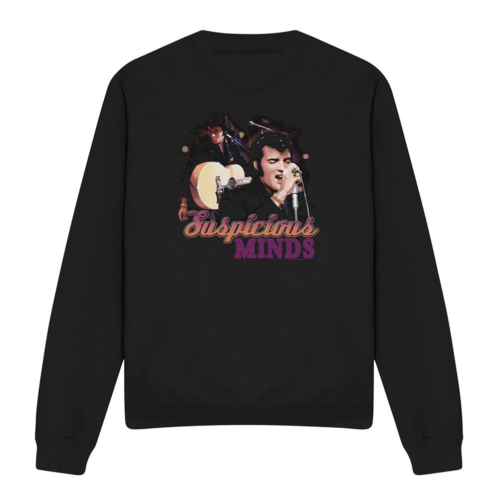 Black - Front - Elvis Unisex Adult Suspicious Minds Sweatshirt
