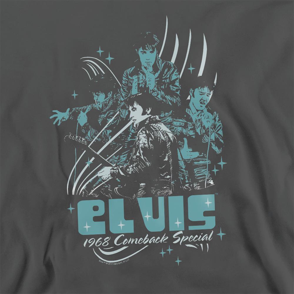 Charcoal - Pack Shot - Elvis Presley Unisex Adult 68 Leather Sweatshirt