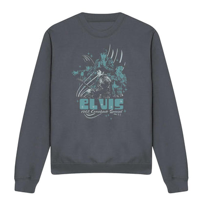 Charcoal - Front - Elvis Presley Unisex Adult 68 Leather Sweatshirt
