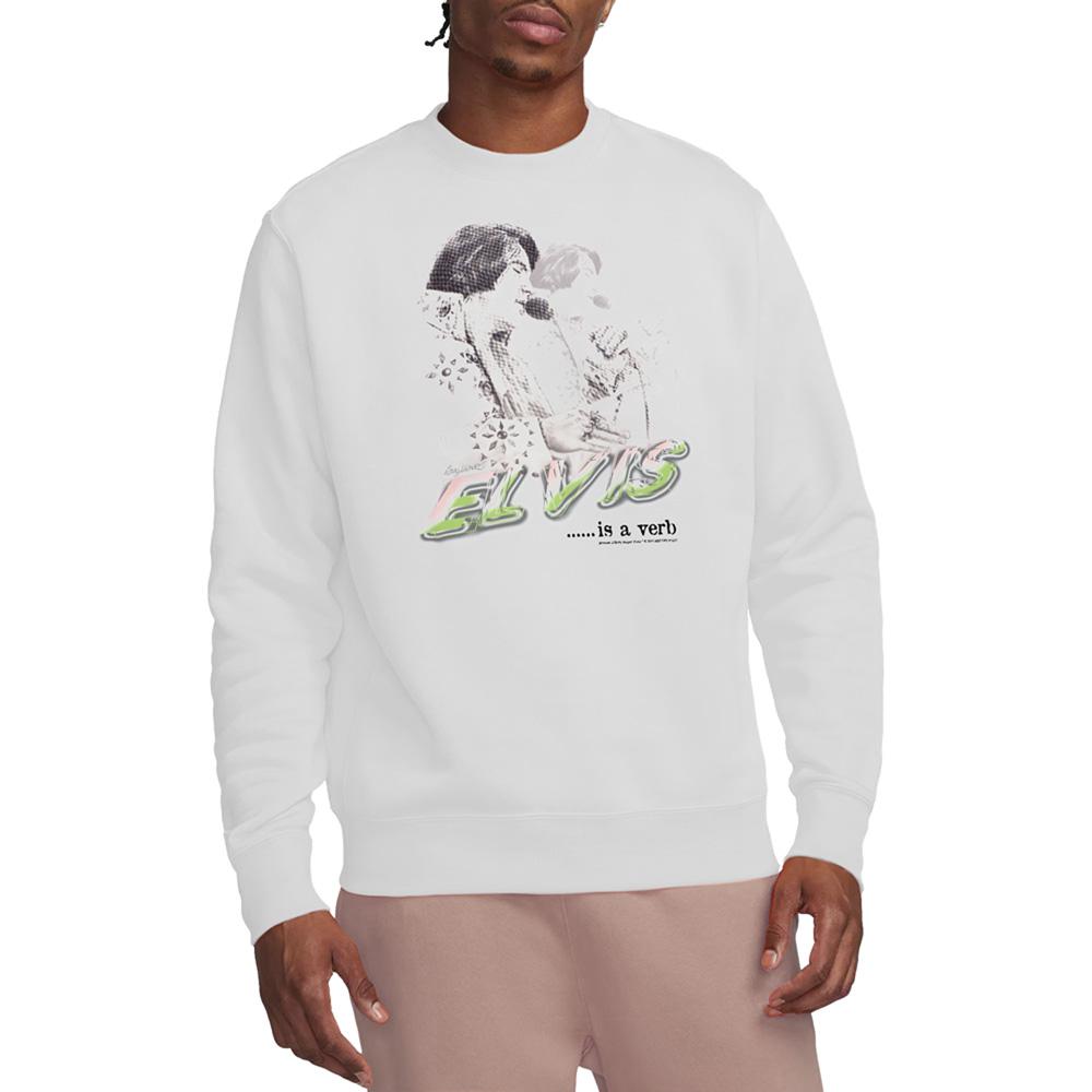 White - Side - Elvis Unisex Adult Is A Verb Sweatshirt