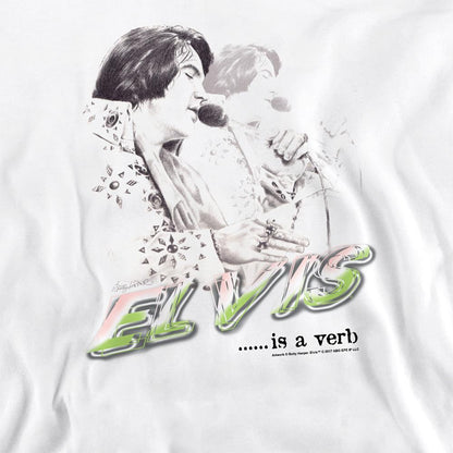 White - Pack Shot - Elvis Unisex Adult Is A Verb Sweatshirt
