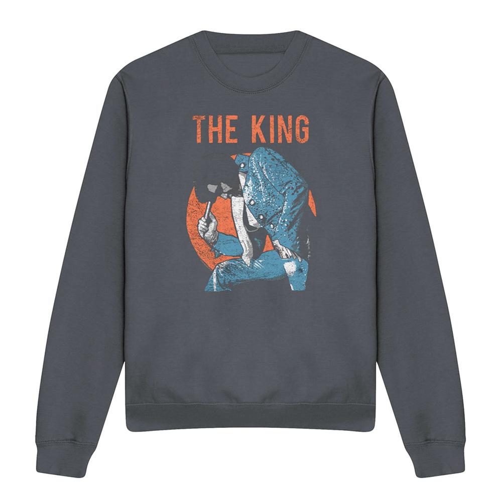 Charcoal - Front - Elvis Presley Unisex Adult Mic In Hand Sweatshirt