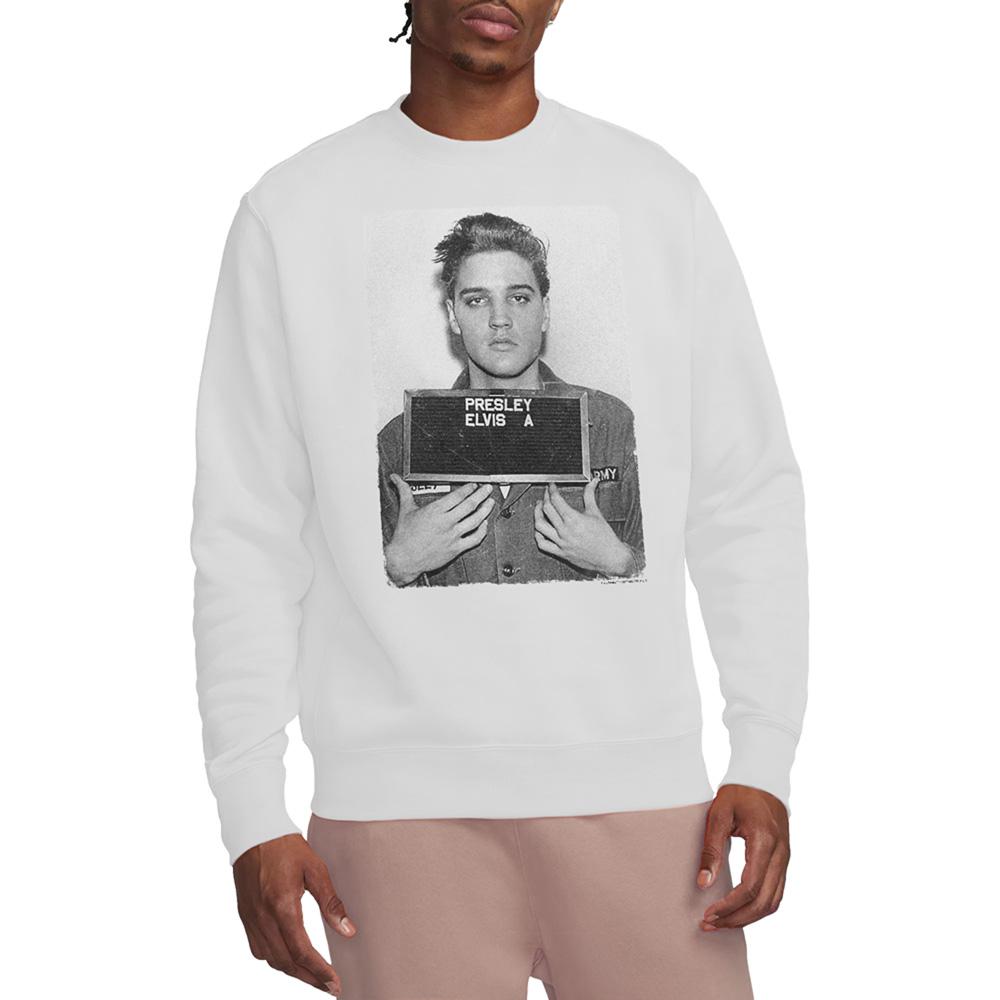 White - Side - Elvis Presley Unisex Adult Army Mug Shot Sweatshirt