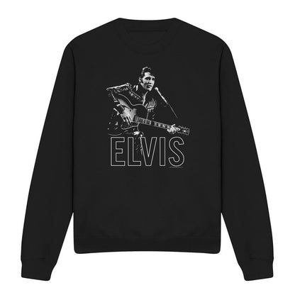 Black - Front - Elvis Presley Unisex Adult Guitar In Hand Sweatshirt