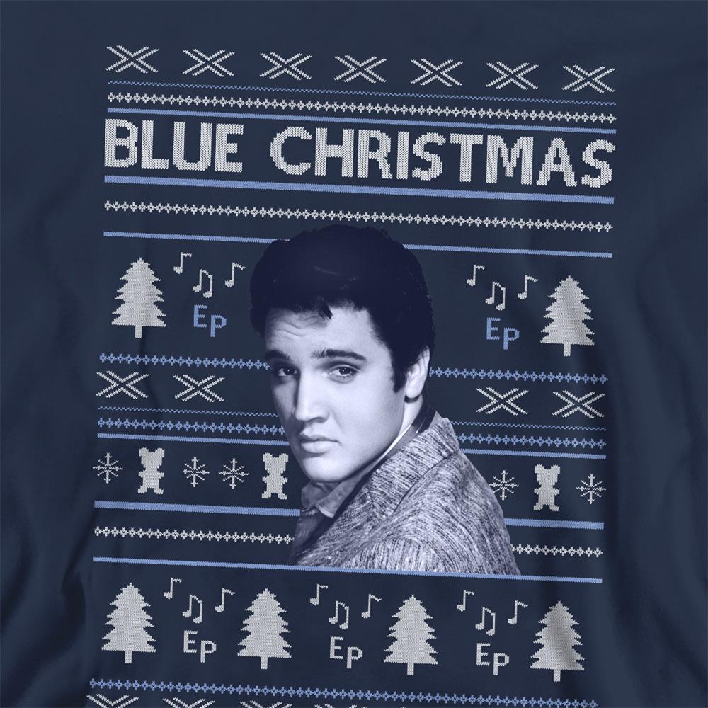 Navy - Pack Shot - Elvis Presley Unisex Adult Ugly Christmas Fair Isle Sweatshirt