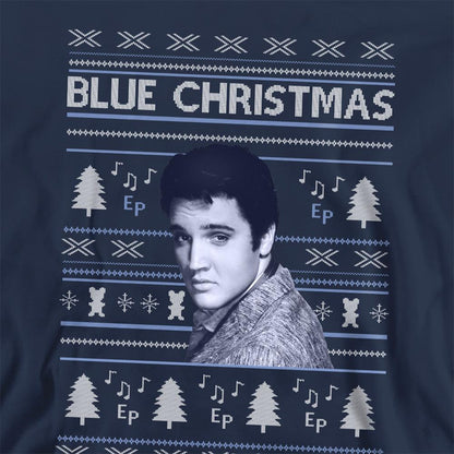 Navy - Pack Shot - Elvis Presley Unisex Adult Ugly Christmas Fair Isle Sweatshirt