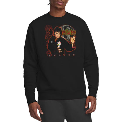 Black - Side - Elvis Presley Unisex Adult Karate Sweatshirt