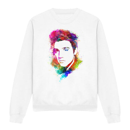 White - Front - Elvis Presley Unisex Adult Watercolour Sweatshirt