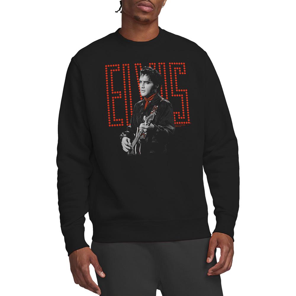 Black - Side - Elvis Presley Unisex Adult Red Guitarman Sweatshirt