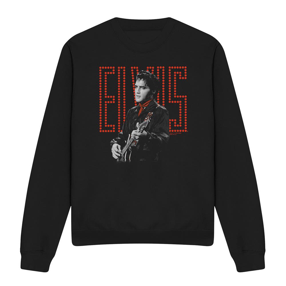 Black - Front - Elvis Presley Unisex Adult Red Guitarman Sweatshirt