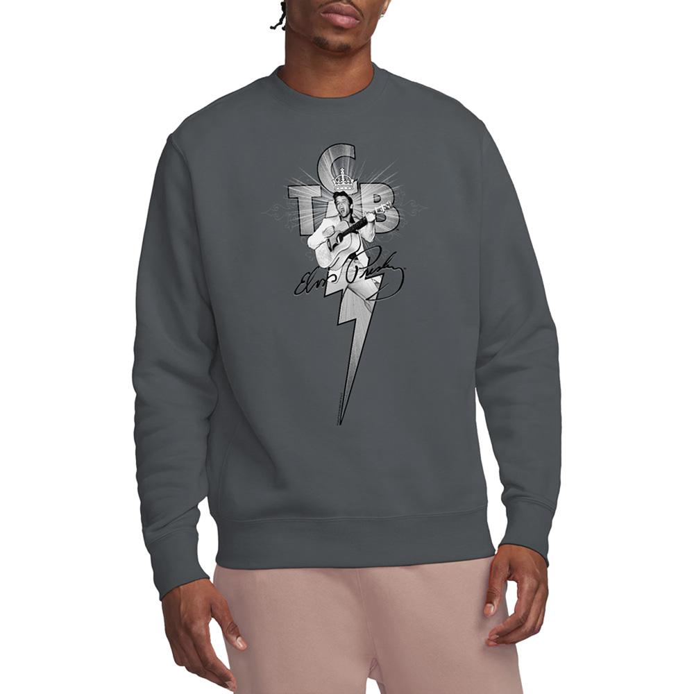 Charcoal - Side - Elvis Presley Unisex Adult Tcb Ornate Sweatshirt
