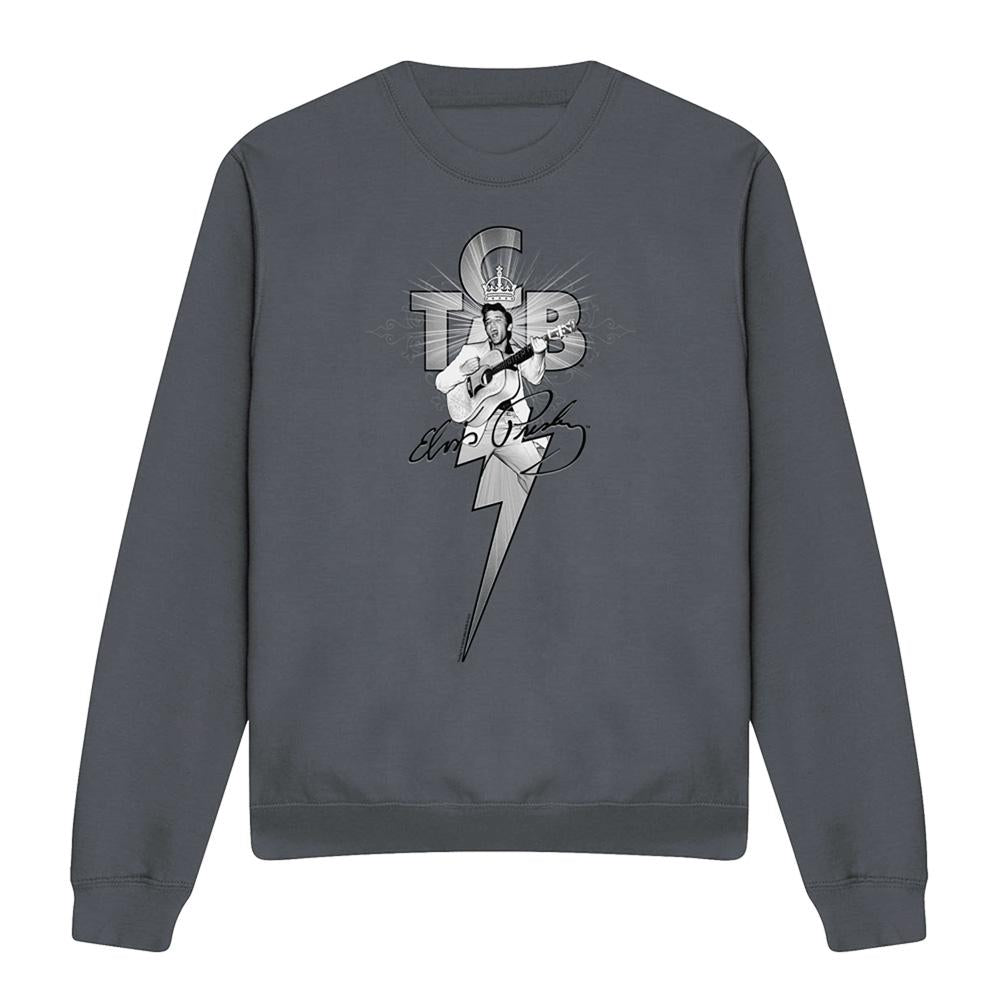 Charcoal - Front - Elvis Presley Unisex Adult Tcb Ornate Sweatshirt
