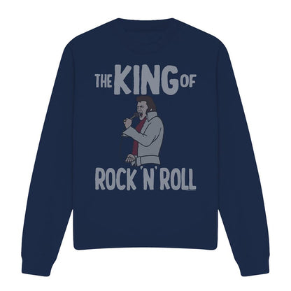 Navy - Front - Elvis Presley Unisex Adult King Of Rock N Roll Sweatshirt