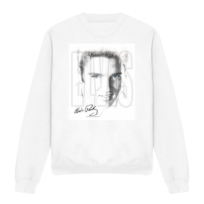 White - Front - Elvis Presley Unisex Adult Blue Eyes Sweatshirt