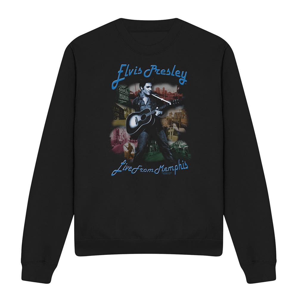 Black - Front - Elvis Presley Unisex Adult Memphis Sweatshirt