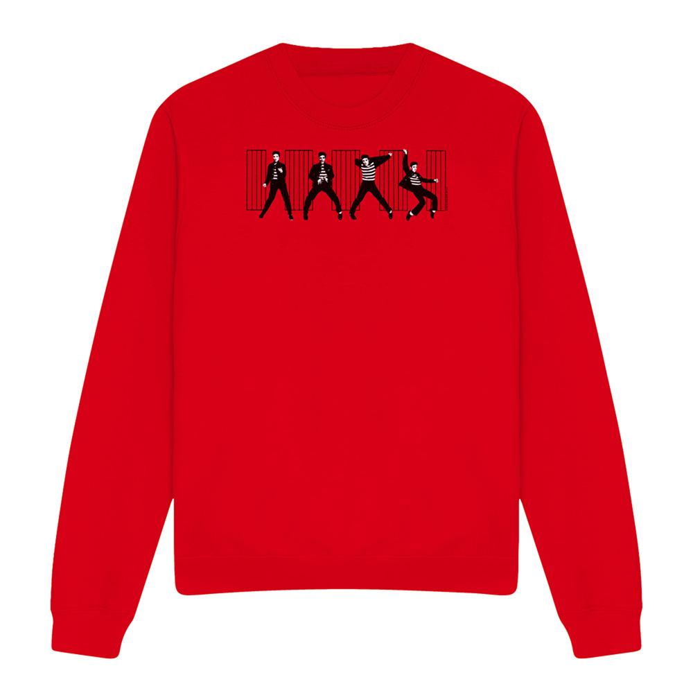 Red - Front - Elvis Presley Unisex Adult Jailhouse Rock Sweatshirt
