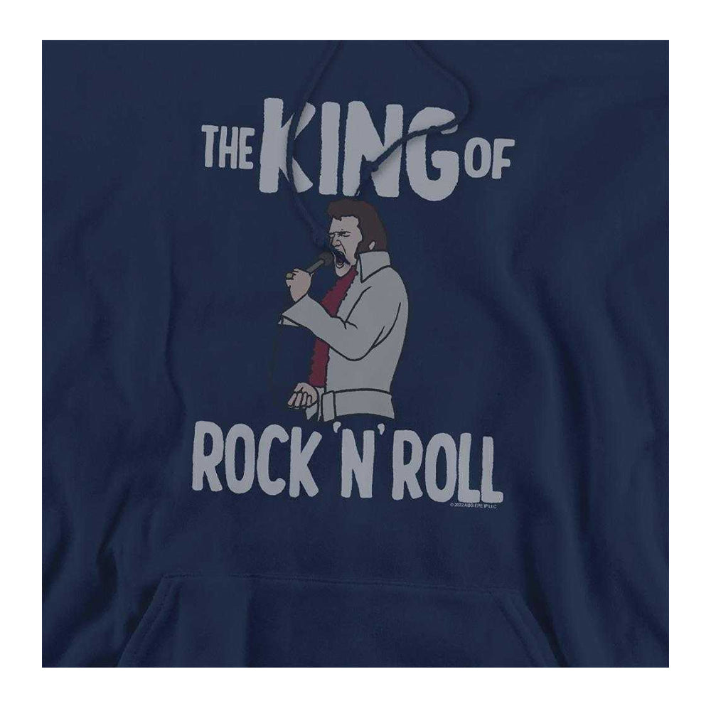 Navy - Side - Elvis Presley Unisex Adult King Of Rock N Roll Hoodie
