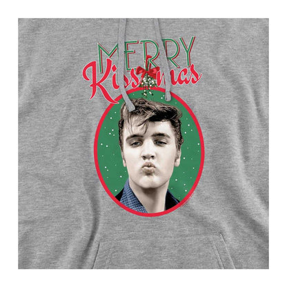 Athletic Heather - Side - Elvis Presley Unisex Adult Merry Kissmas Christmas Hoodie