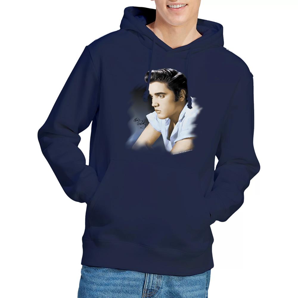 Navy - Lifestyle - Elvis Presley Unisex Adult Blue Profile Hoodie