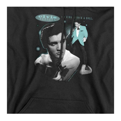 Black - Side - Elvis Presley Unisex Adult Teal Portrait Hoodie
